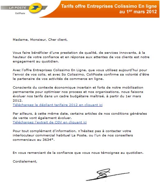 Nouveaux tarifs Colissimo la Poste Nouveaux tarifs Colissimo la Poste